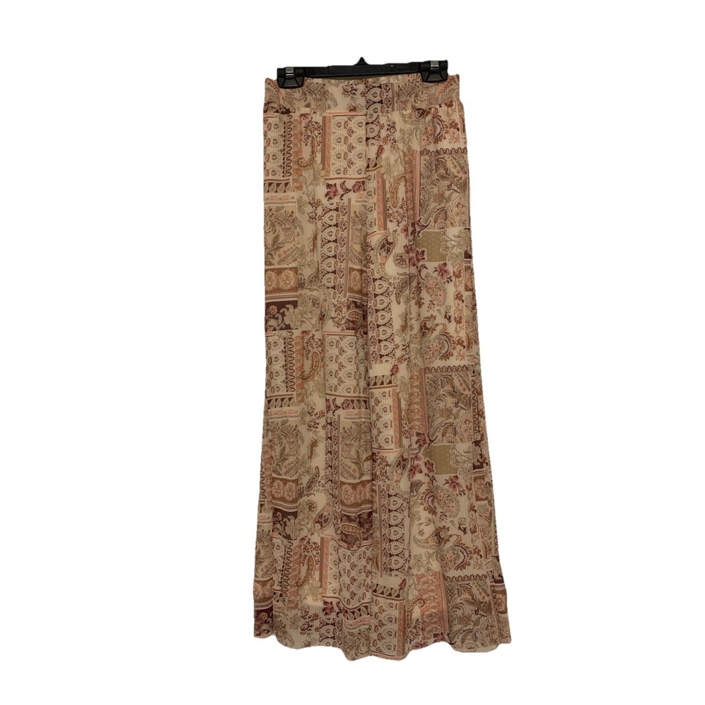 Max Pleated Mesh Pants S Festival Floral Paisley Patchwork Hippie Boho Chic 70s